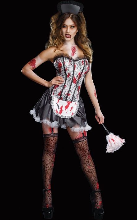 Halloween Zombie French Maid Costume